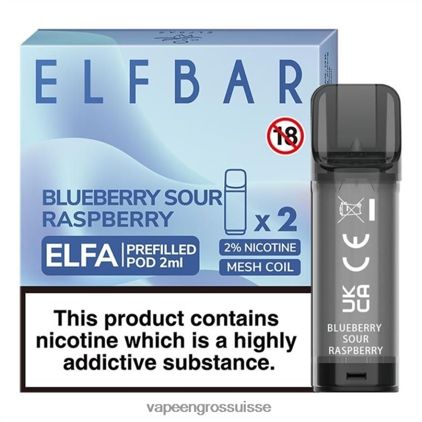 Cigarette Electronique En Gros - myrtille, framboise aigre 82F242323 ELFBAR Elfa dosette préremplie - 2 ml - 20 mg (paquet de 2)