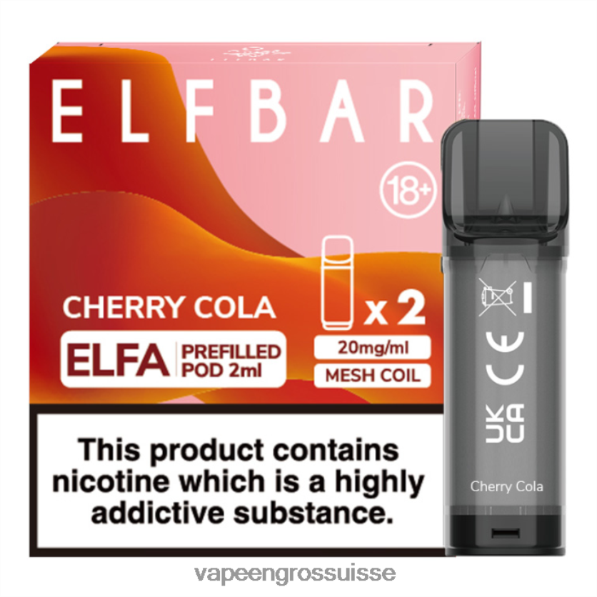Cigarette Électronique Genève - cola aux cerises 82F242322 ELFBAR Elfa dosette préremplie - 2 ml - 20 mg (paquet de 2)