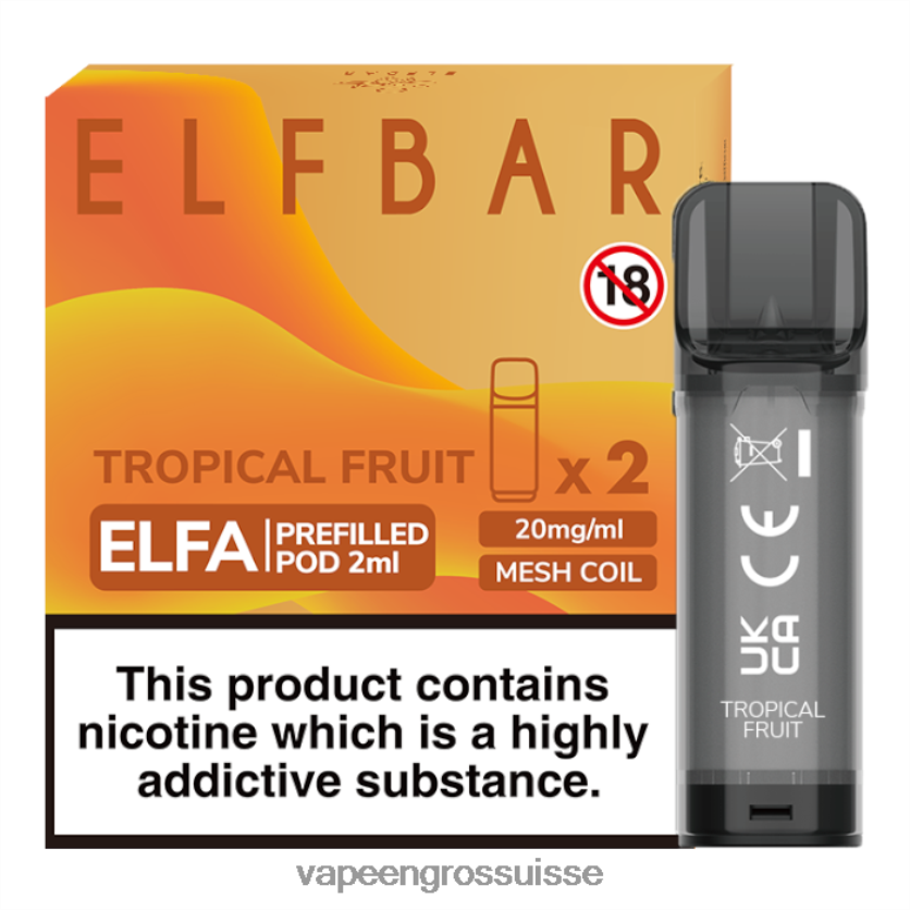 Magasin Vape Genève - Fruit exotique 82F242328 ELFBAR Elfa dosette préremplie - 2 ml - 20 mg (paquet de 2)