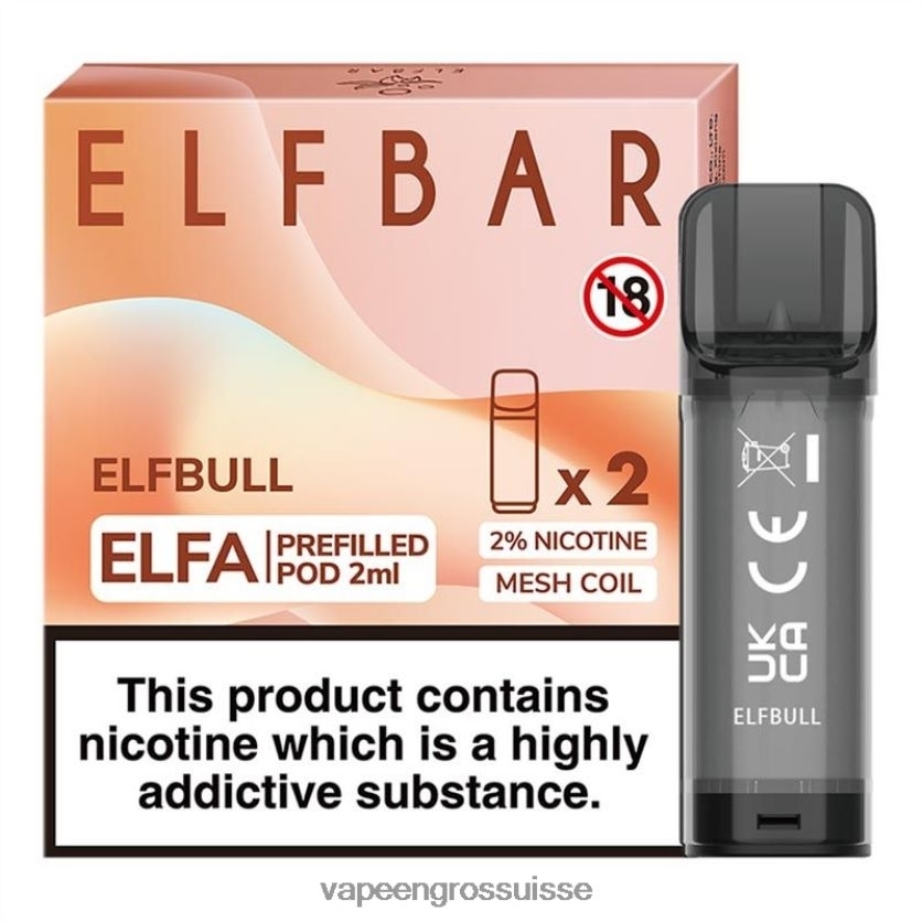 Vape En Gros - elfebull 82F242335 ELFBAR Elfa dosette préremplie - 2 ml - 20 mg (paquet de 2)