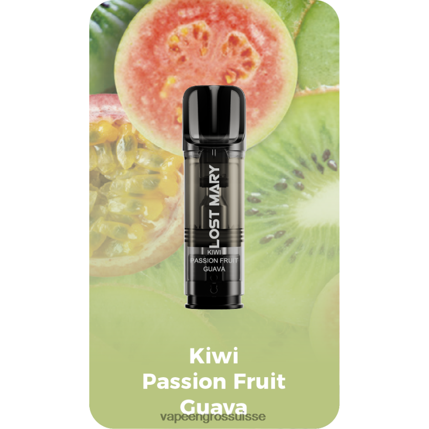 E Liquide Suisse - kiwi fruit de la passion goyave 82F242424 LOST MARY Tappo dosettes de remplacement pré-remplies