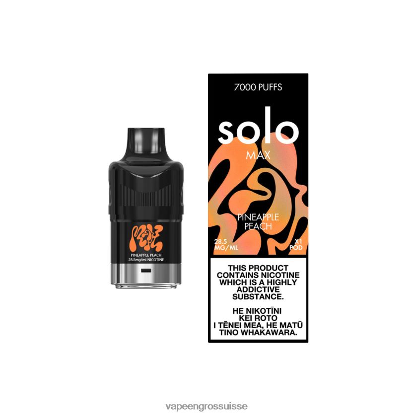 Vape En Gros Suisse - Solo MAX cosse pêche à l'ananas 8FJPV485