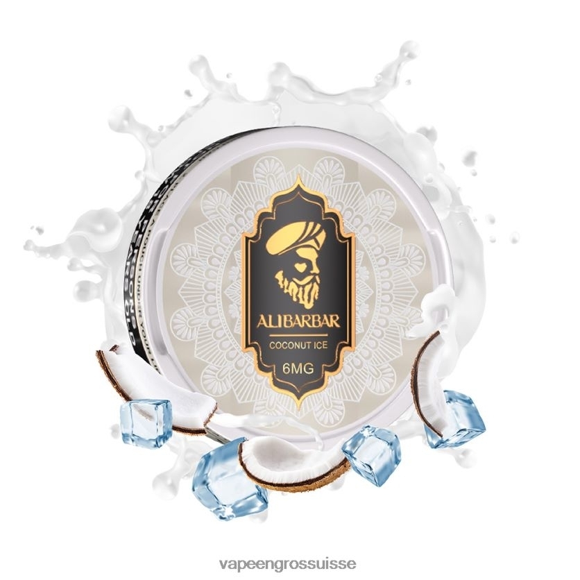 Cigarette Électronique Genève - Glace à la noix de coco 82F24269 ALIBARBAR pochette de nicotine
