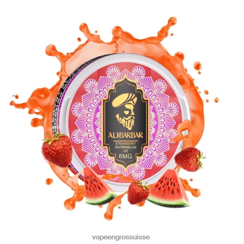 Magasin Vape Genève - glace à la fraise et à la pastèque 82F24253 ALIBARBAR pochette de nicotine