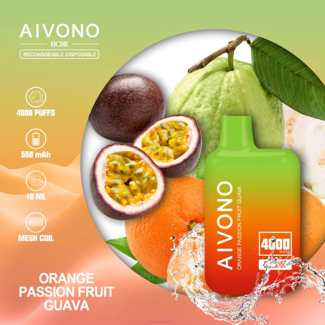 Vape Genève - Aivono AIM BOXX 4000 goyave fruit de la passion orange 446J212