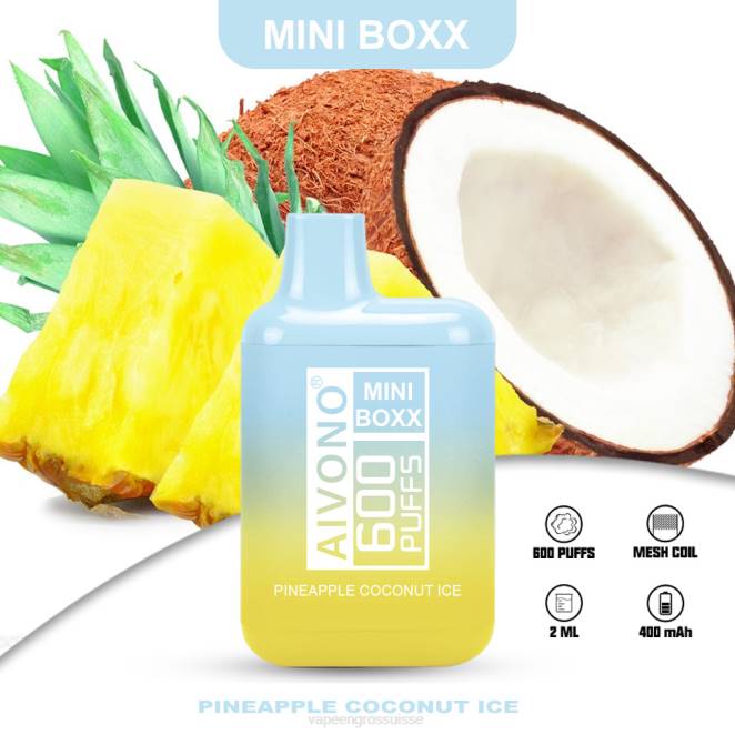 Vape Jetable Prix - Aivono AIM MINI BOXX 600 glace à l'ananas et à la noix de coco 446J238