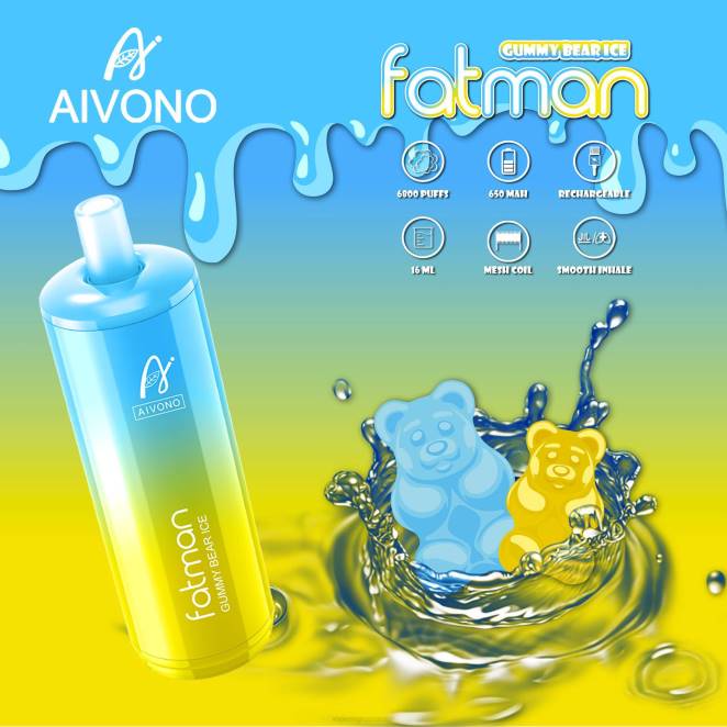 Cigarette Electronique En Gros - Aivono FATMAN 6800 glace à l'ours gommeux 446J32