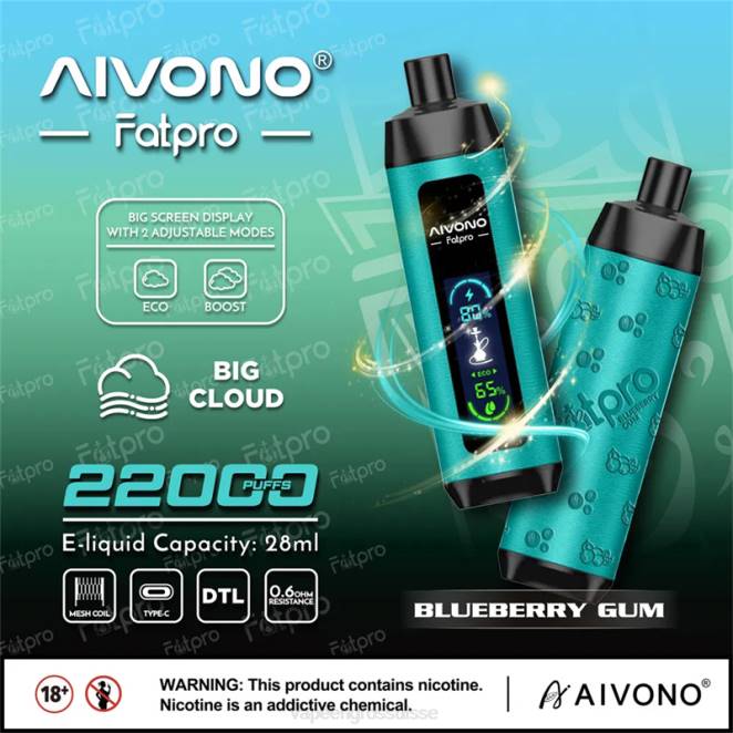 Magasin Vape Genève - Aivono Fatpro 22000 gomme de myrtille 446J9