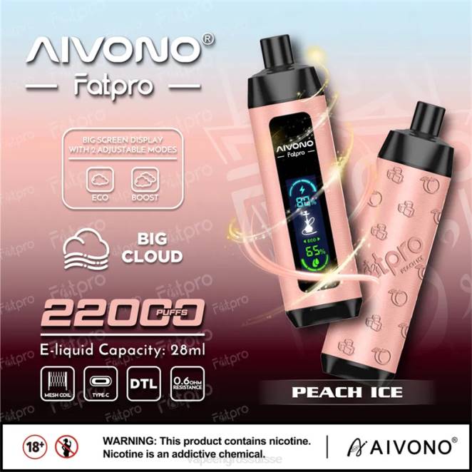 Vape En Gros - Aivono Fatpro 22000 glace à la pêche 446J5