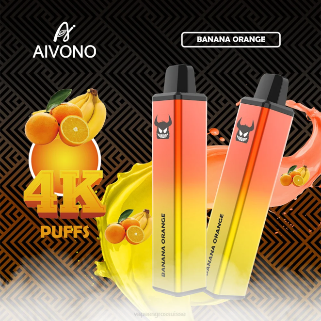 E Liquide Suisse - Aivono AIM FREAK 4000 banane orange 446J258