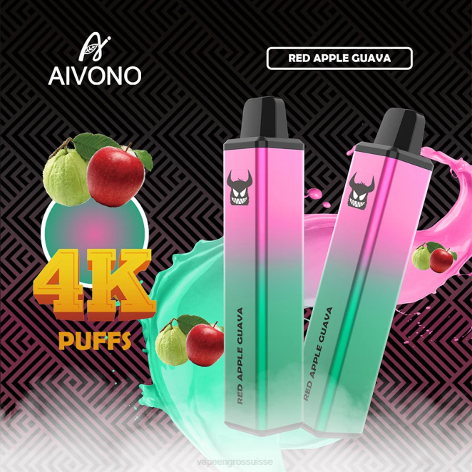 Vape En Gros - Aivono AIM FREAK 4000 goyave pomme rouge 446J257