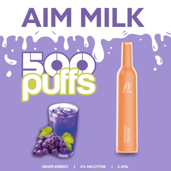 Vape Jetable Suisse - Aivono AIM MILK 500 énergie du raisin 446J265
