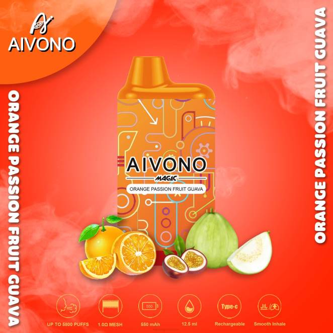 E Liquide Suisse - Aivono AIM MAGIC cigarette de boîte de 5800 bouches goyave orange fruit de la passion 446J90