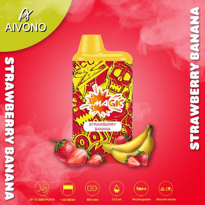 Magasin Vape Genève - Aivono AIM MAGIC cigarette de boîte de 5800 bouches fraise banane 446J93