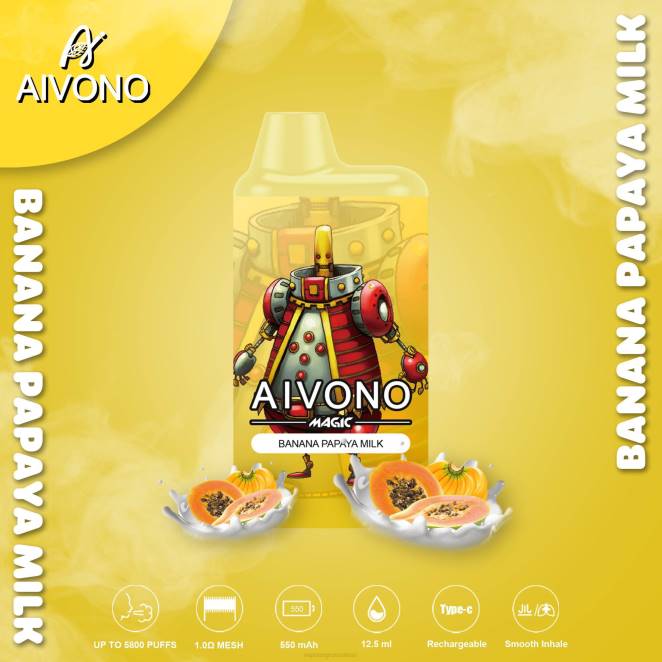 Vape Suisse Pas Cher - Aivono AIM MAGIC cigarette de boîte de 5800 bouches lait de banane et de papaye 446J94