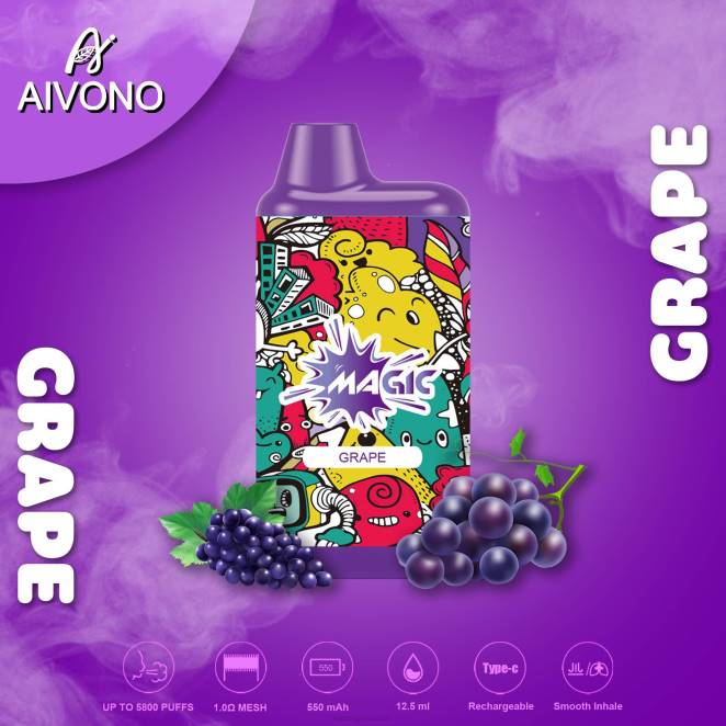 Vapoteuse En Gros - Aivono AIM MAGIC cigarette de boîte de 5800 bouches raisin 446J92