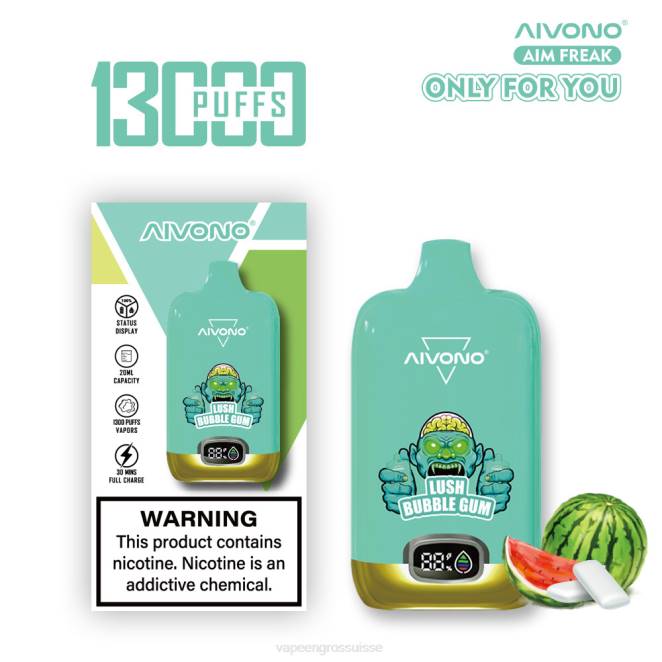 Magasin Vape Genève - Aivono AIM FREAK 13000 bubble-gum luxuriant 446J247
