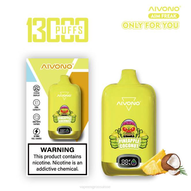 Vape Suisse Pas Cher - Aivono AIM FREAK 13000 ananas noix de coco 446J248