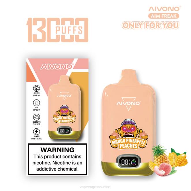 Vaporizer Zurich - Aivono AIM FREAK 13000 pêches mangue ananas 446J250