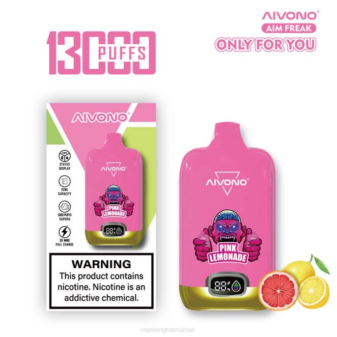 Vapotage Suisse - Aivono AIM FREAK 13000 limonade rose 446J249