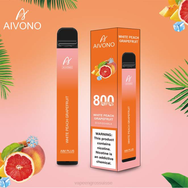Cigarette Électronique Genève - Aivono AIM PLUS 800 pamplemousse pêche blanche 446J199