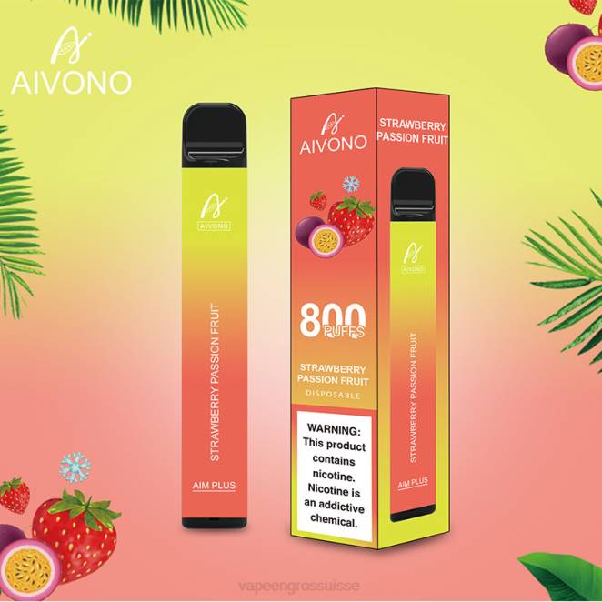 Vape Jetable Suisse - Aivono AIM PLUS 800 fruit de la passion fraise 446J195