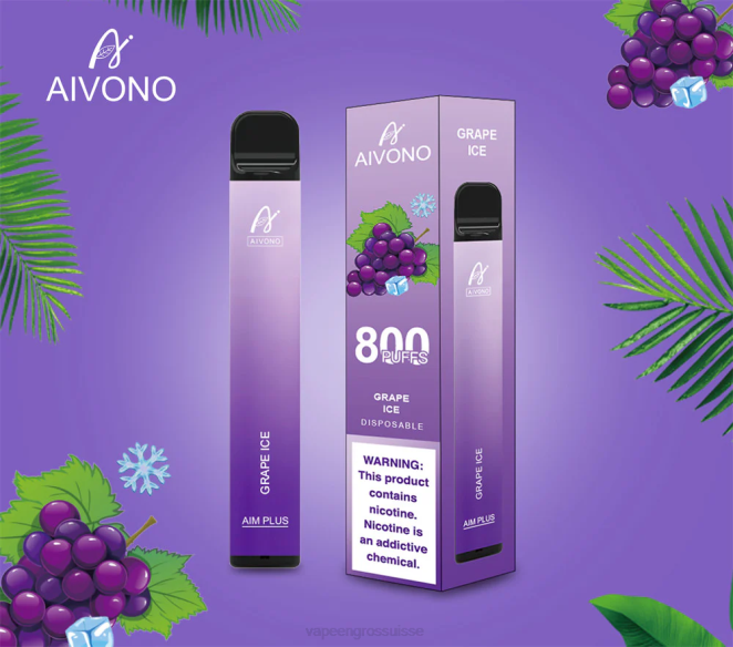 Vapotage Suisse - Aivono AIM PLUS 800 glace aux raisins 446J179