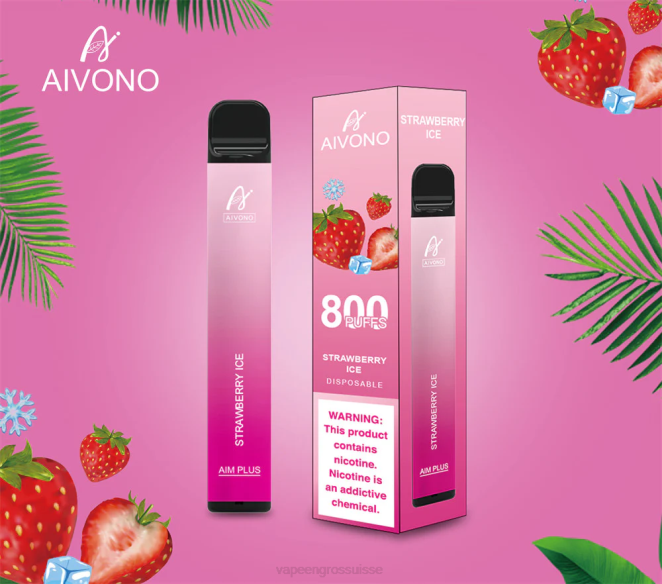 Vapotage Suisse - Aivono AIM PLUS 800 glace à la fraise 446J193