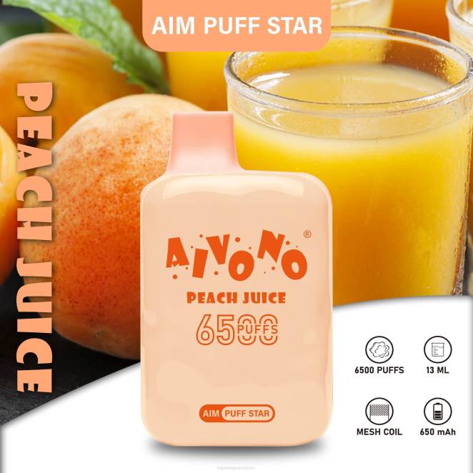 Magasin Vape Genève - Aivono AIM PUFF STAR 6500 jus de pêche 446J289