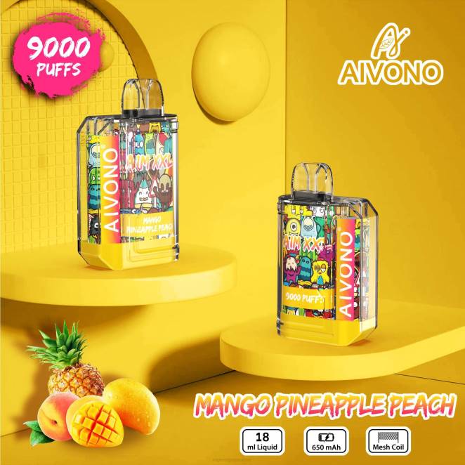 Eliquide En Gros - Aivono AIM XXL Autocollant bouche 9000 transparent mangue ananas pêche 446J49