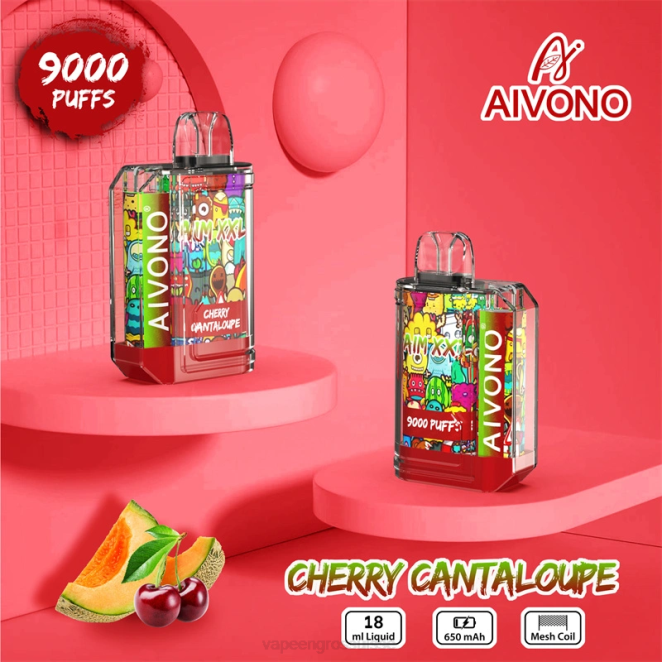 Vape En Gros Suisse - Aivono AIM XXL Autocollant bouche 9000 transparent cantaloup cerise 446J57