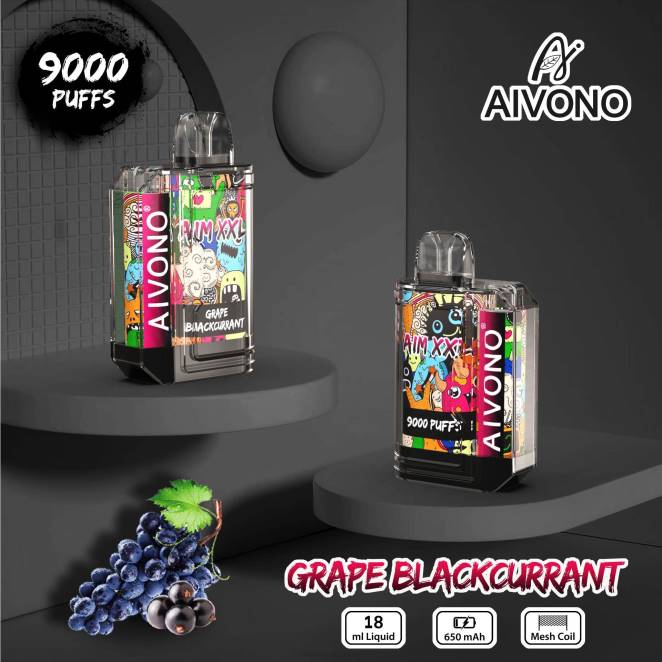Vape Jetable Prix - Aivono AIM XXL Autocollant bouche 9000 transparent raisin cassis 446J56