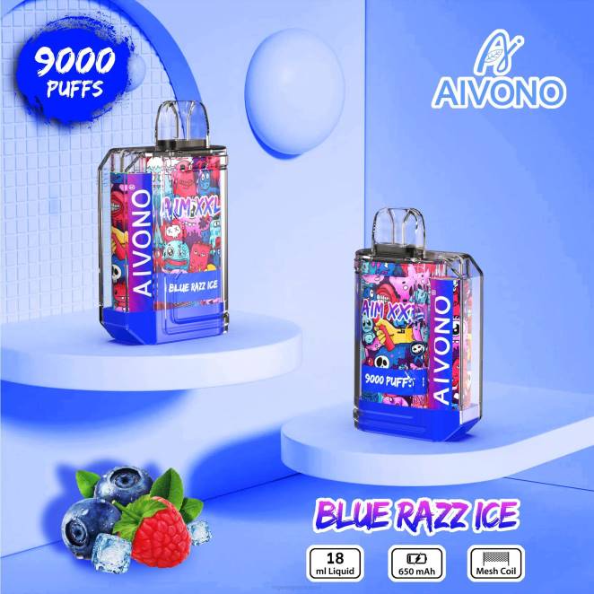 Vaporizer Zurich - Aivono AIM XXL Autocollant bouche 9000 transparent glace bleue 446J54