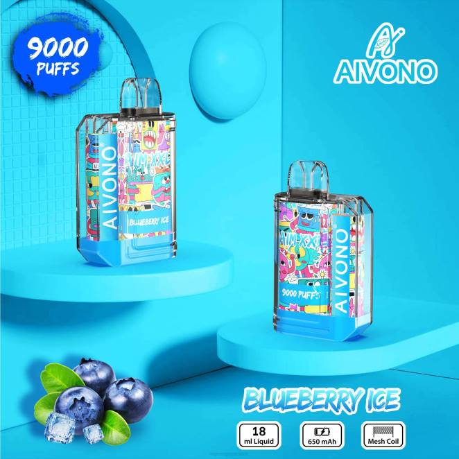 Vapoteuse En Gros - Aivono AIM XXL Autocollant bouche 9000 transparent glace aux myrtilles 446J50
