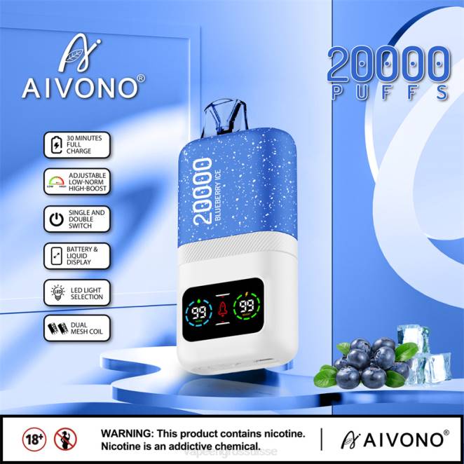 Cigarette Électronique Genève - Aivono AIM magic 20000 glace aux myrtilles 446J73