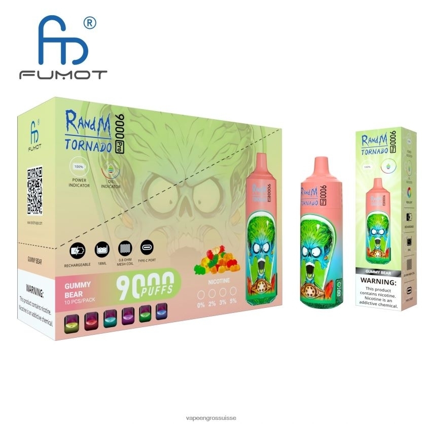 Vape Genève - jetable 82F2422 RandM Tornado 9000 5%