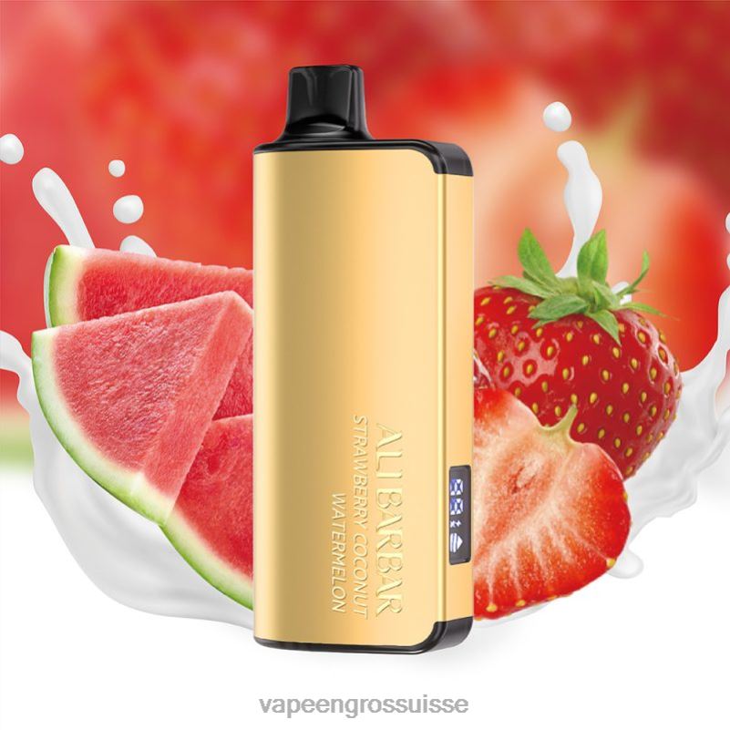 Vapotage Suisse - Alibarbar Ingot 20000 vapes jetables pastèque à la fraise et à la noix de coco V084P43