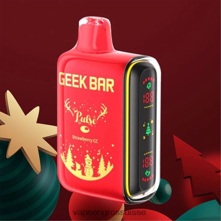 Magasin Vape Genève - fraise cc 82F24286 GEEK BAR Pulse édition des Fêtes 7 500 bouffées/15 000 bouffées