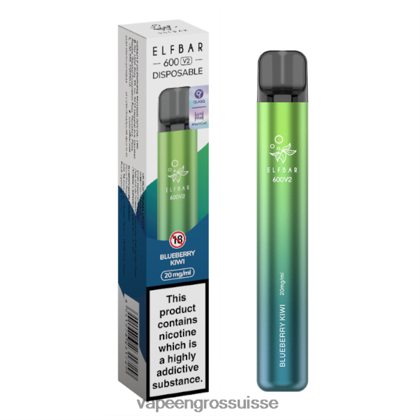 Vape En Gros Suisse - kiwi aux bleuets 82F242276 ELFBAR 600V2 20mg
