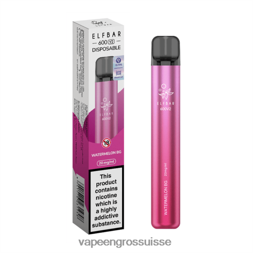 Vape En Gros Suisse - pastèque 82F242298 ELFBAR 600V2 20mg