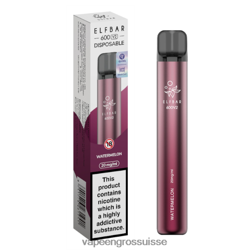 Vapotage Suisse - pastèque 82F242297 ELFBAR 600V2 20mg