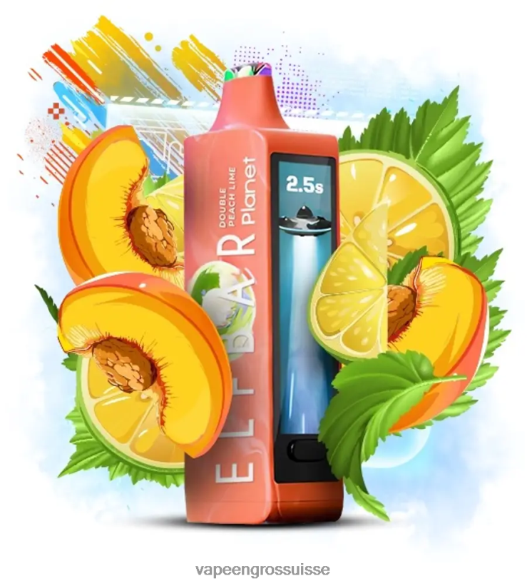Cigarette Électronique Genève - citron vert double pêche Elf Bar Planet 25000 L6J2J631