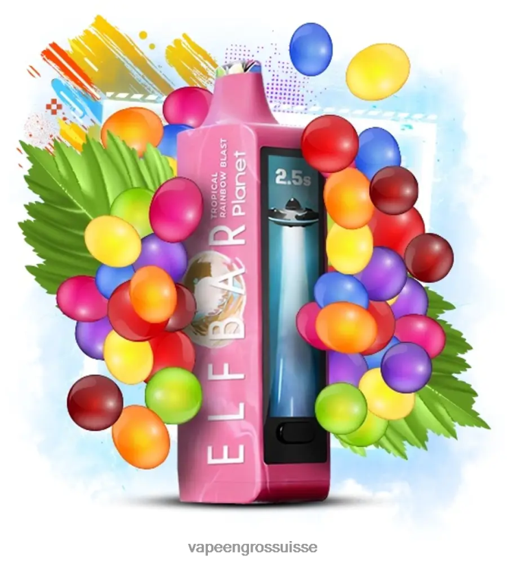 Vape En Gros Suisse - explosion d'arc-en-ciel tropical Elf Bar Planet 25000 L6J2J629