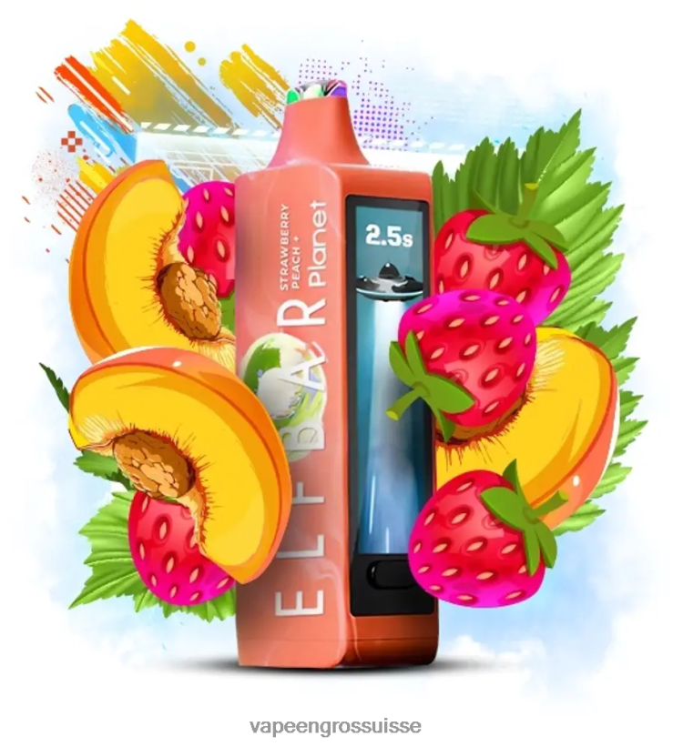 Vape Jetable Prix - pêche aux fraises Elf Bar Planet 25000 L6J2J628