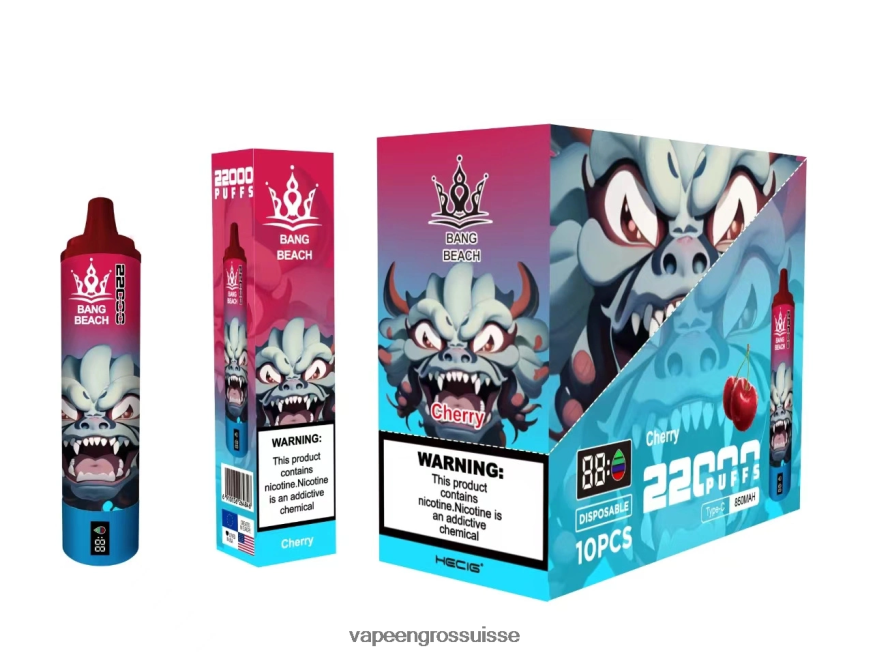 Cigarette Électronique Genève - Bang Beach Écran intelligent de 22 000 bouffées cerise F4426H17