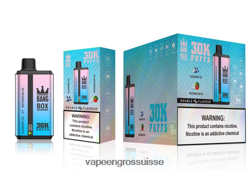 Magasin Vape Genève - Bang Box 30 000 bouffées double saveurs glace aux myrtilles et glace à la pastèque F4426H69