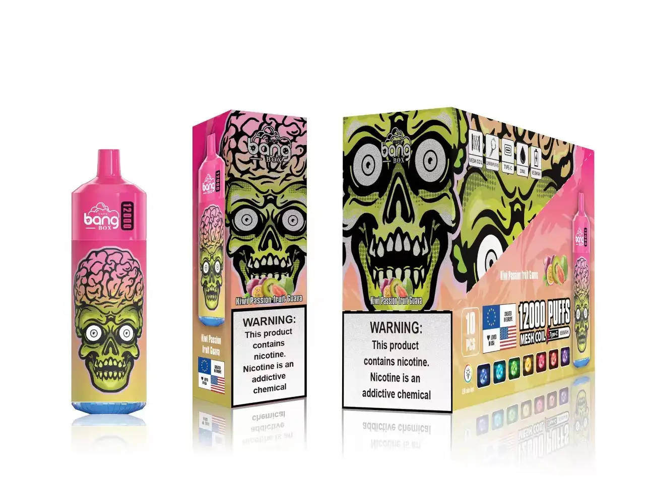 Vape En Gros - kiwi fruit de la passion goyave 82F242115 Bang Box 12000 bouffées