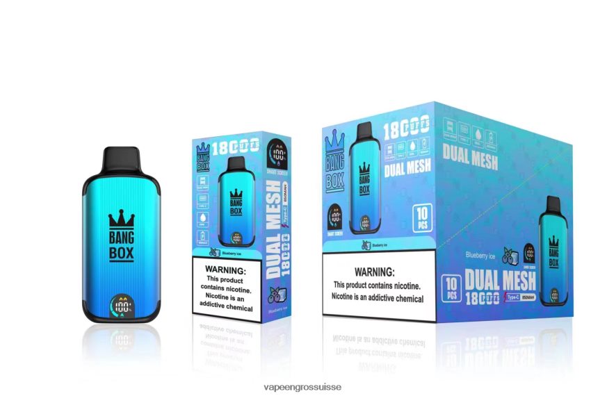 Vape Genève - Bang Box 18000 bouffées glace aux myrtilles F4426H90
