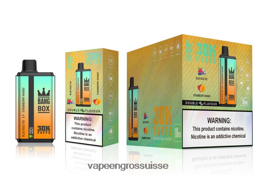 Vape Jetable Suisse - Bang Box 30 000 bouffées double saveurs glace blue razz & fraise mangue F4426H73