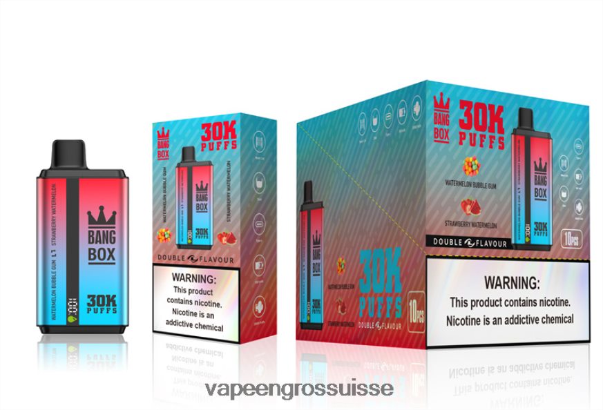Vapoteuse En Gros - Bang Box 30 000 bouffées double saveurs bubble gum pastèque et pastèque fraise F4426H68